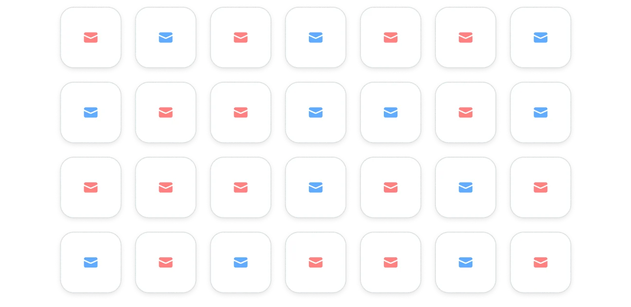 Three email icons lined up diagonally.
