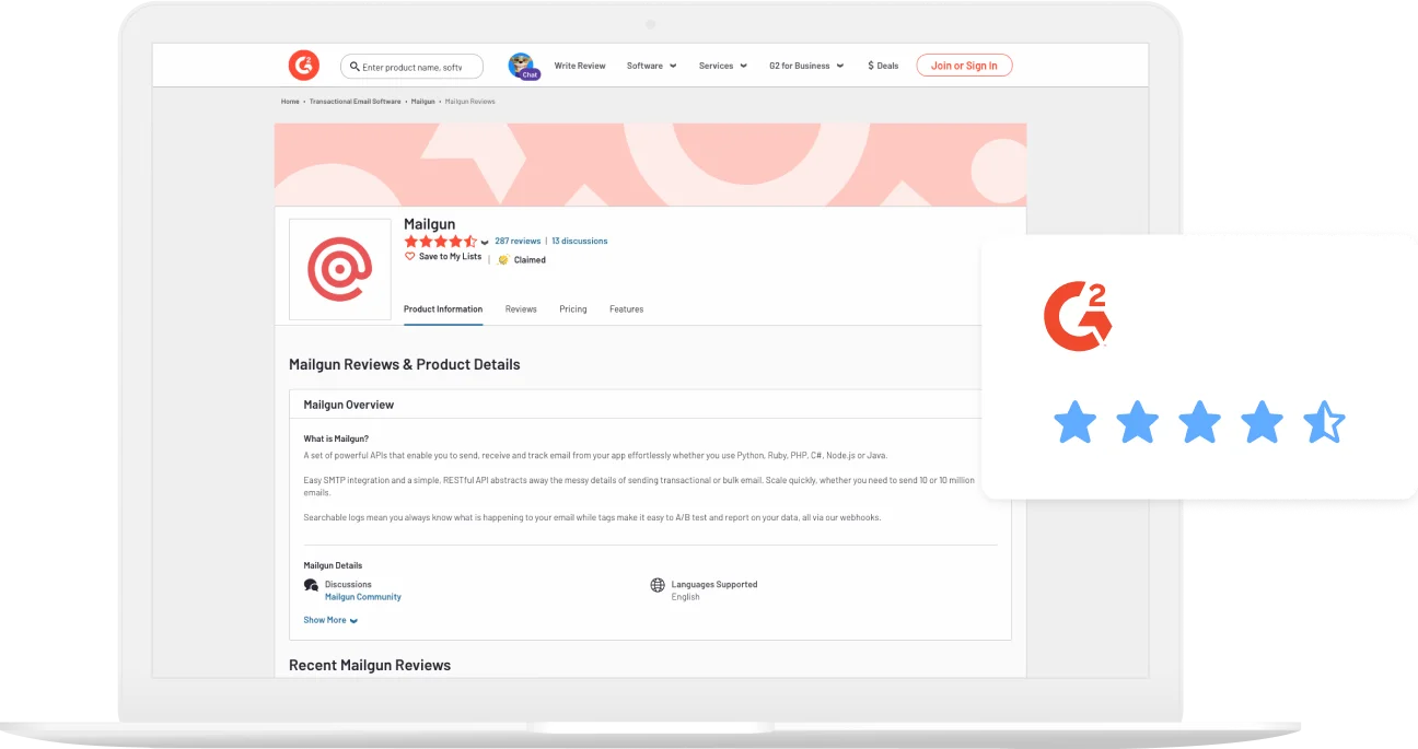Image for G2 Crowd - Best Transactional Email Service