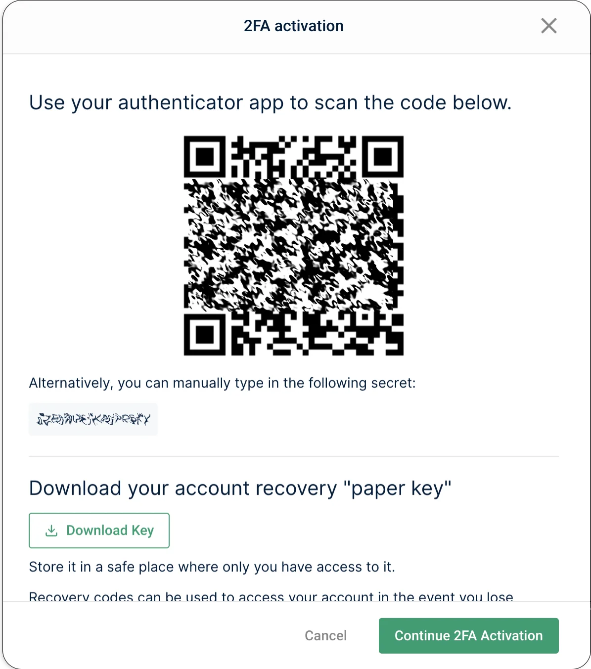 QR code for 2FA.