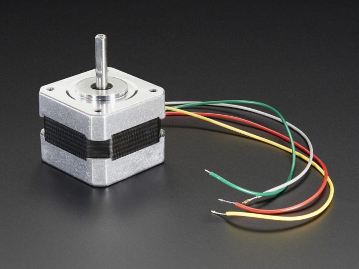 Picture of two motors called 12V NEMA-17 steppers