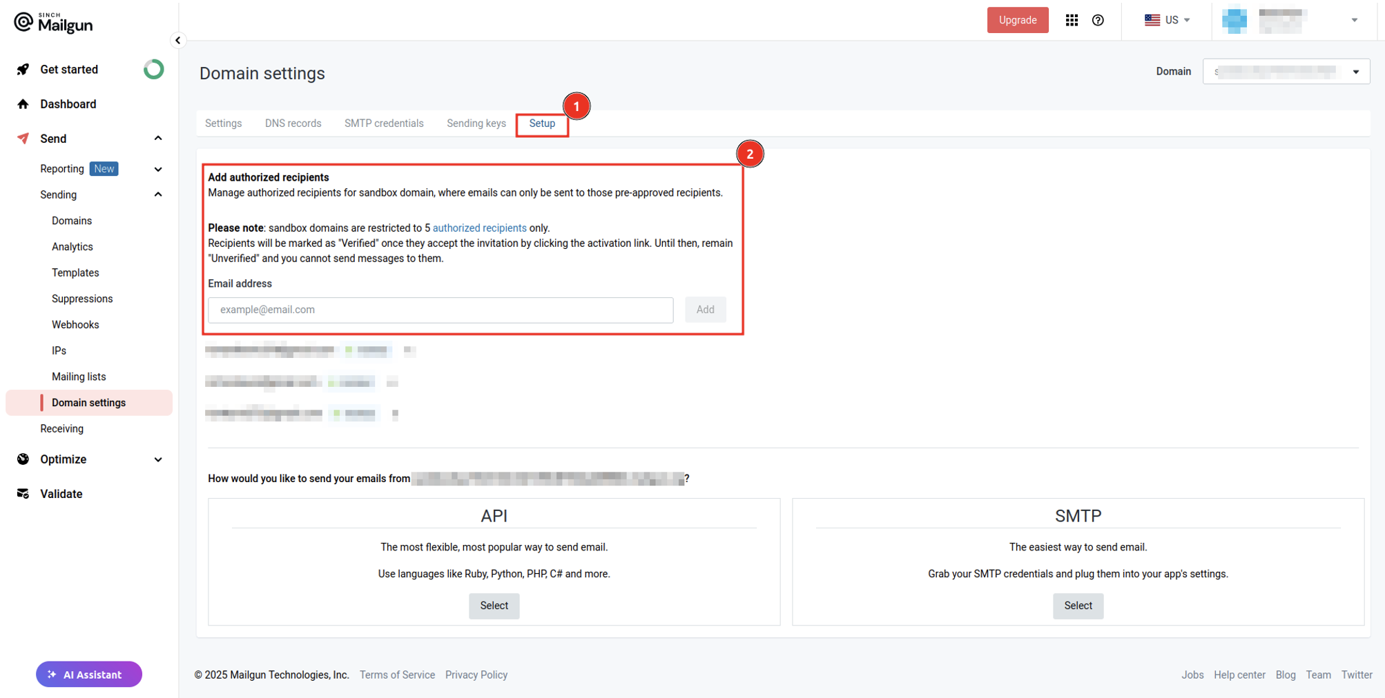 Add authorized recipients Screen Image