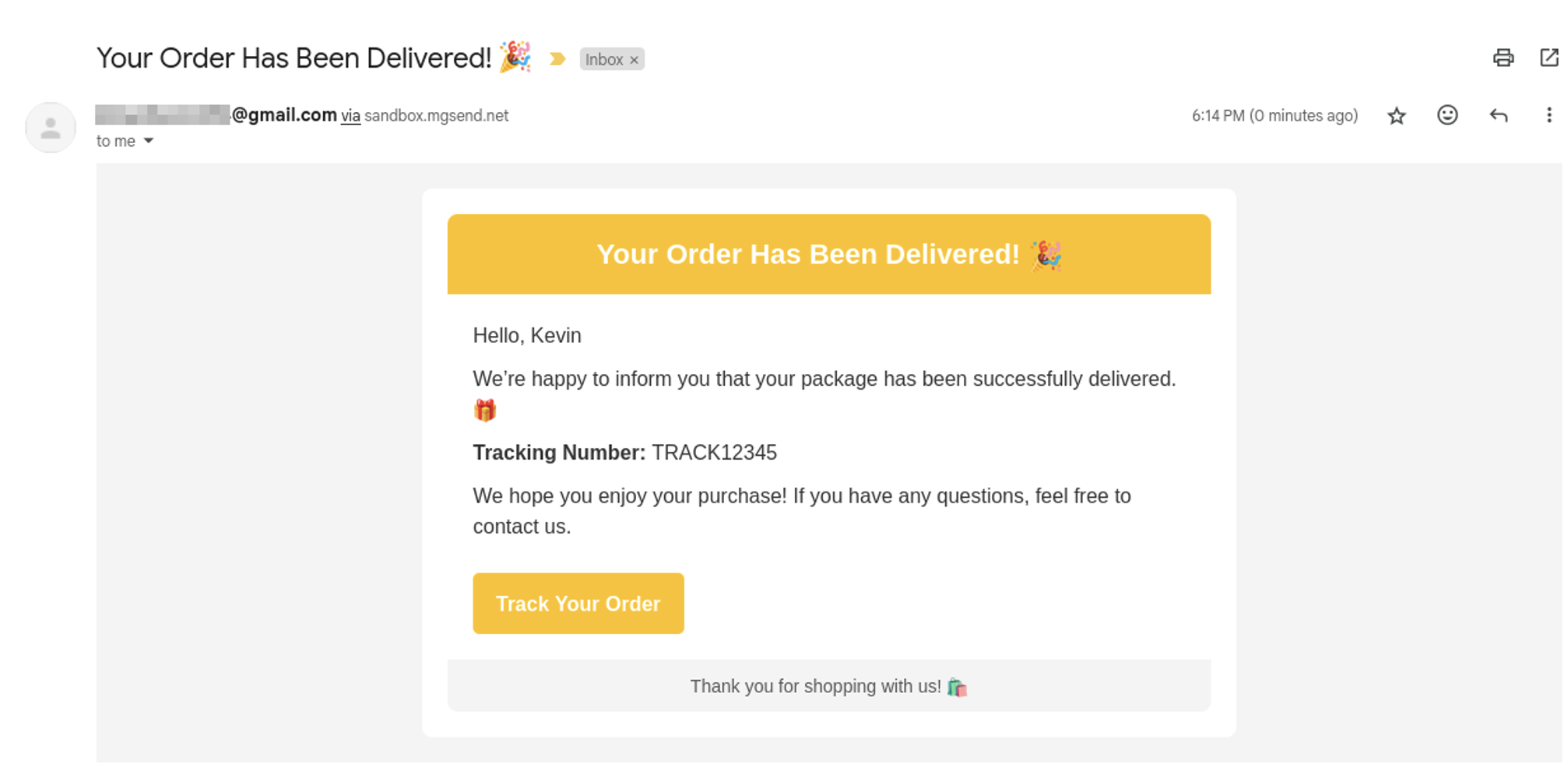 Your Order has been delivered screen image 8
