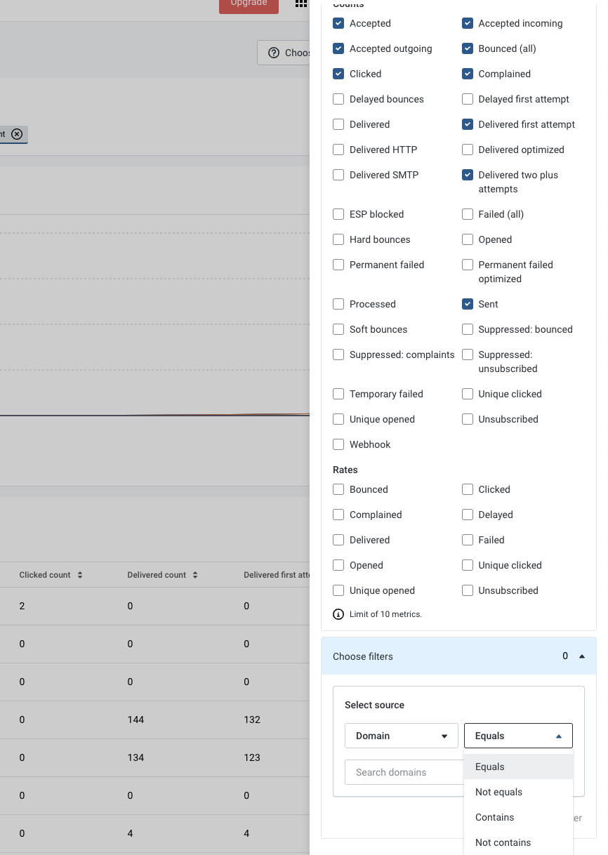 Custom filtering options