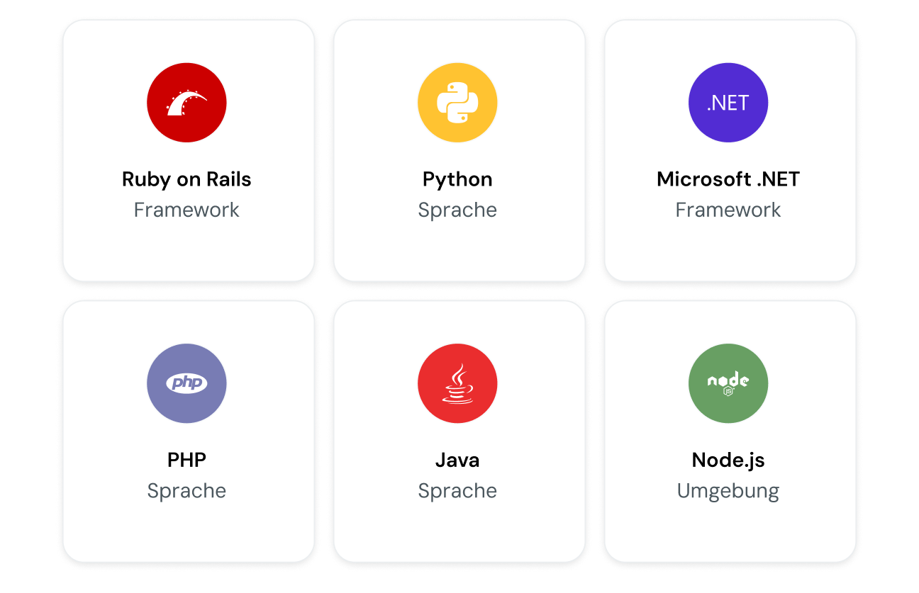 Symbole verschiedener Programmiersprachen