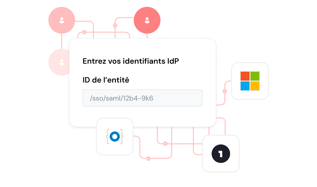 Identifiants d'IdP entouré de logos de fournisseurs SAML