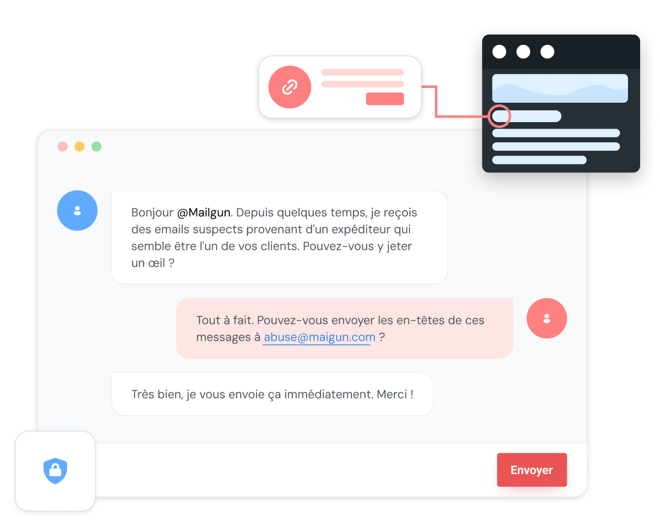 Un échange par chat pour signaler un abus