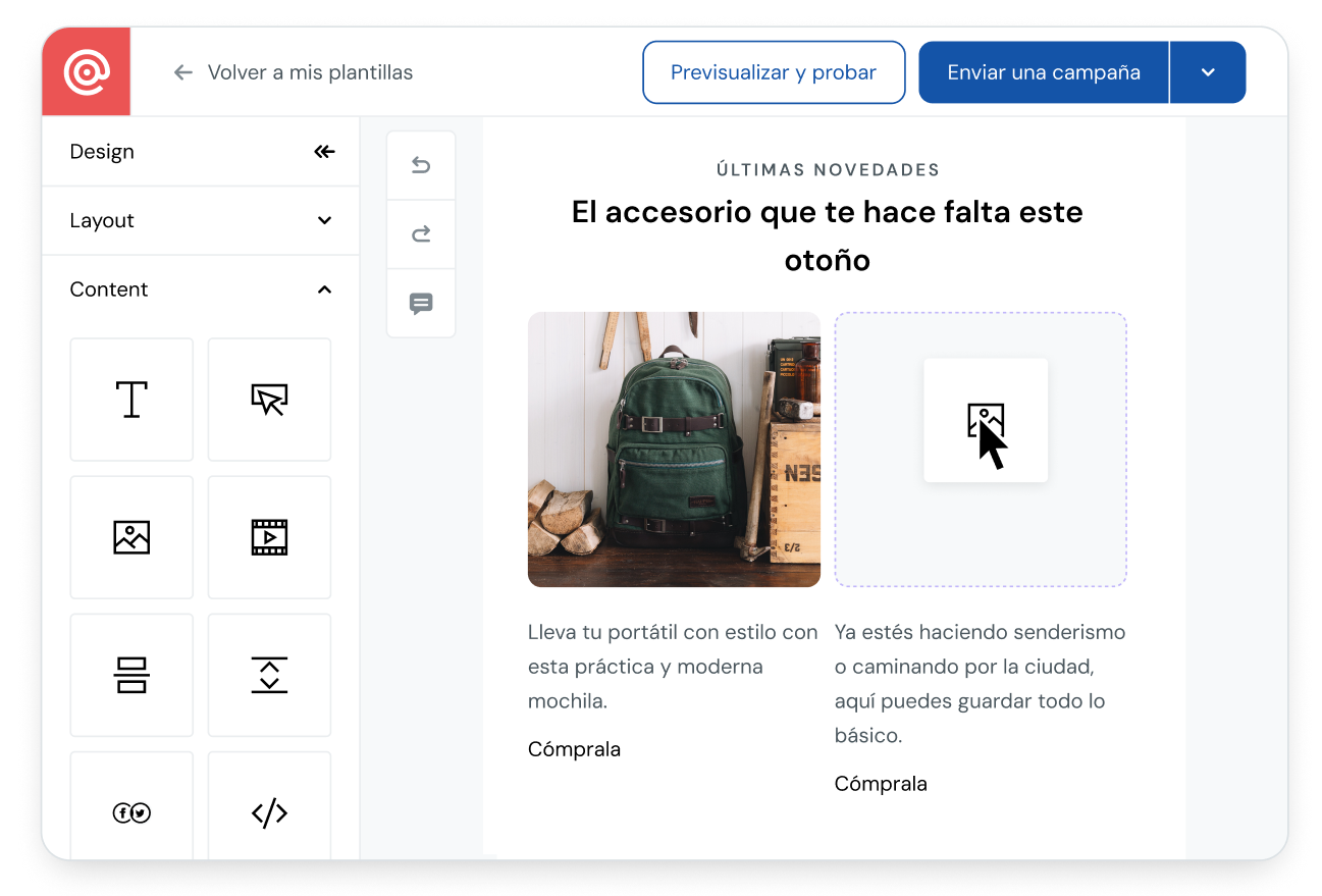 Editor de emails de Mailjet.