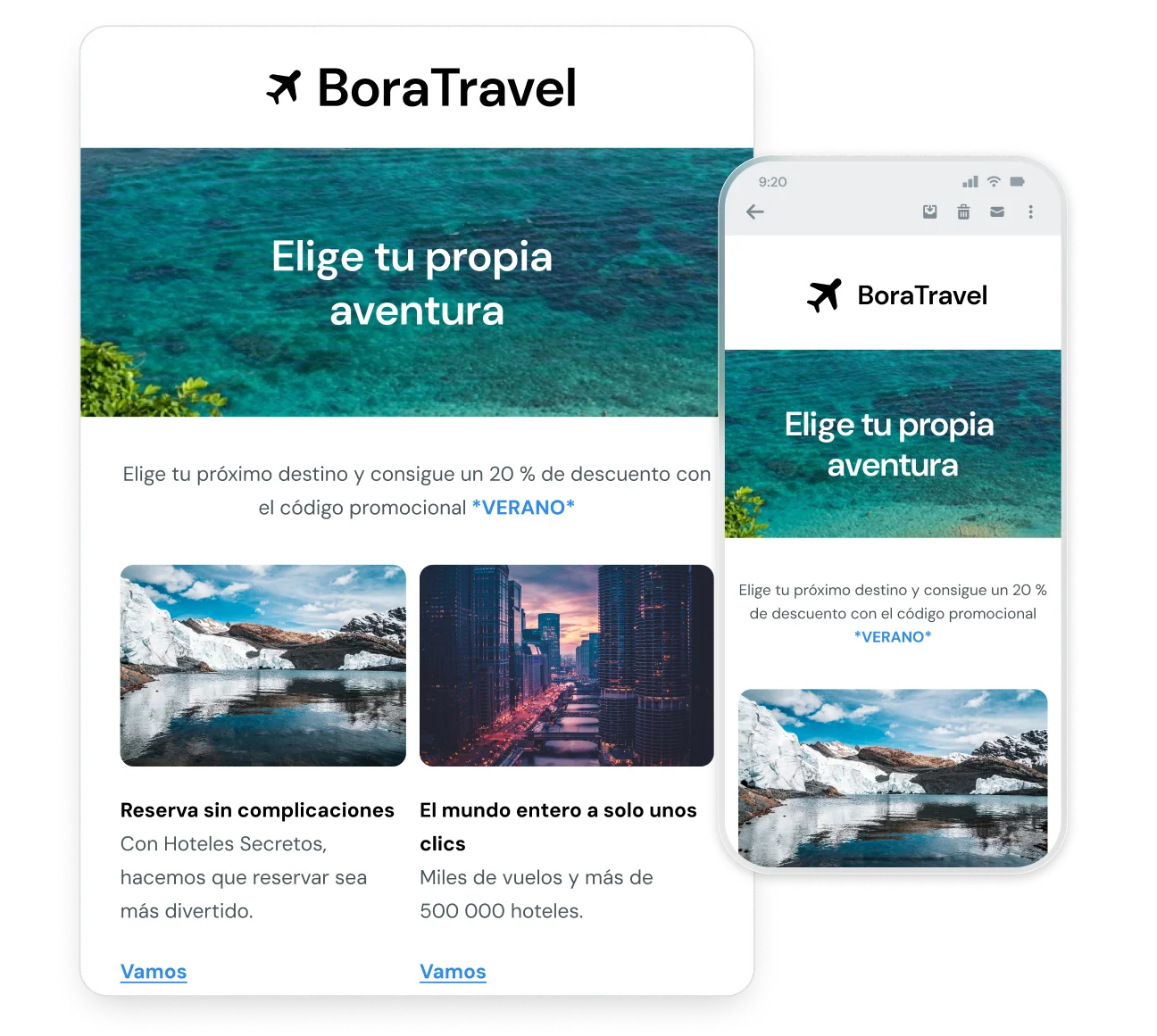 Ilustración gráfica de las plantillas de email para móviles.