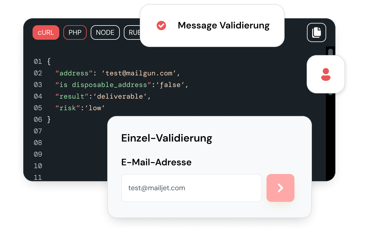Eine grafische Darstellung der Massenvalidierung mit Mailgun.