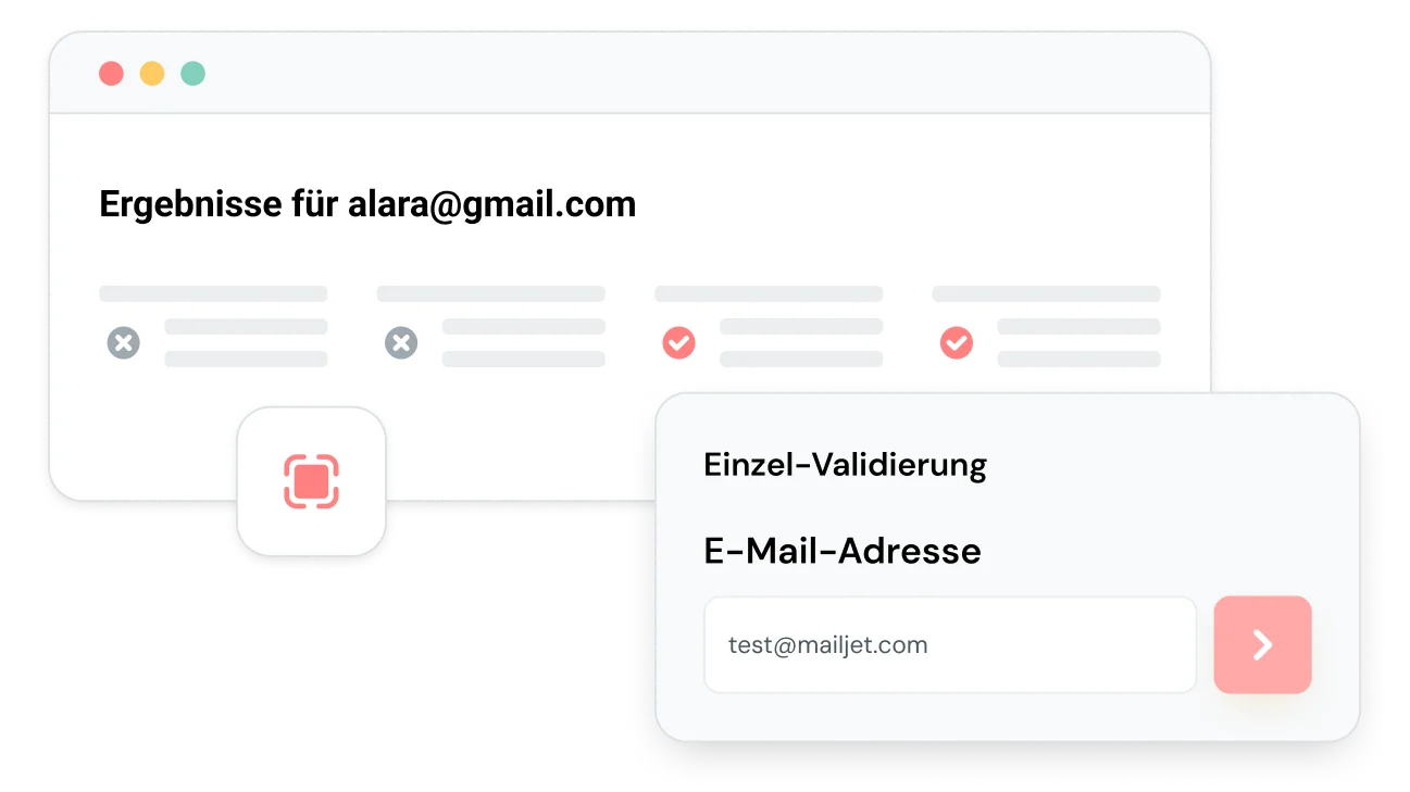 Graphische Darstellung der E-Mail-Validierung.