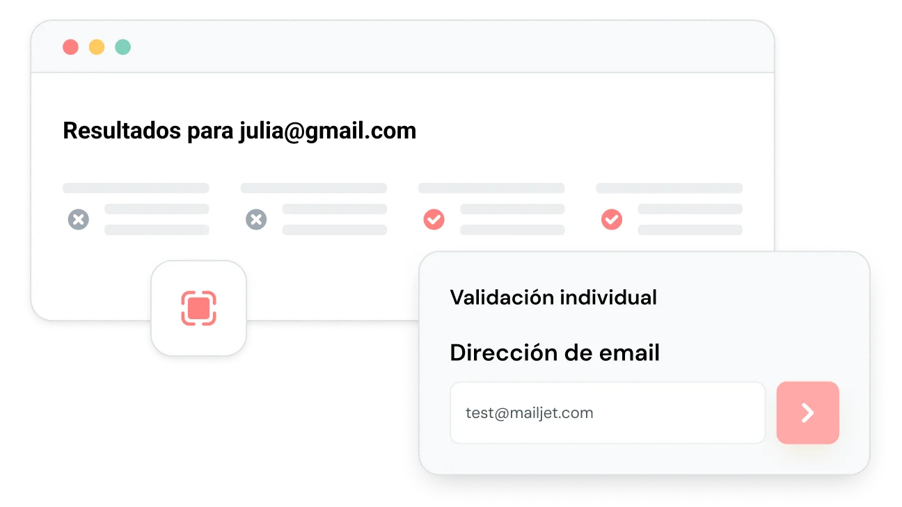Ilustración gráfica de la validación de emails.