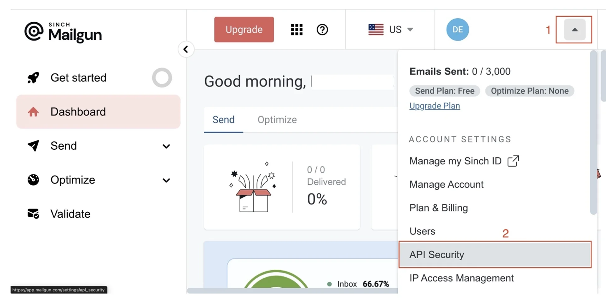 Retrieve your Mailgun API key