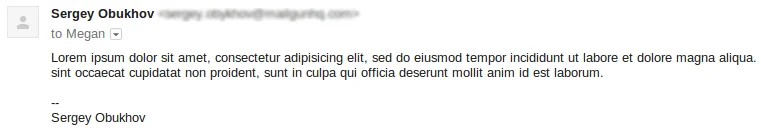 Mockup of email signature separated by dashes