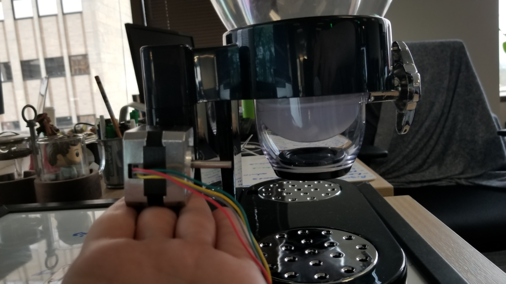A picture showing the motors attached to the snack dispenser