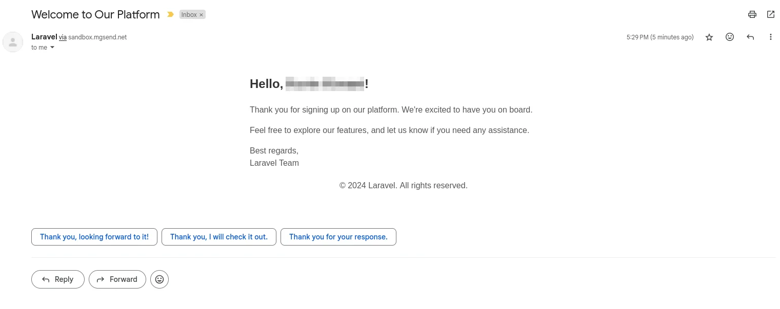 Welcome email