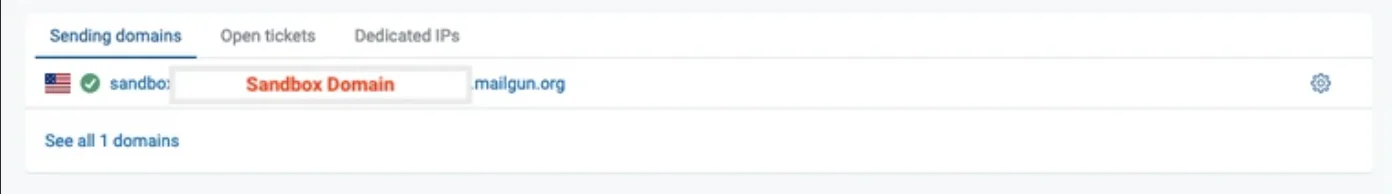 Sandbox domain in Mailgun