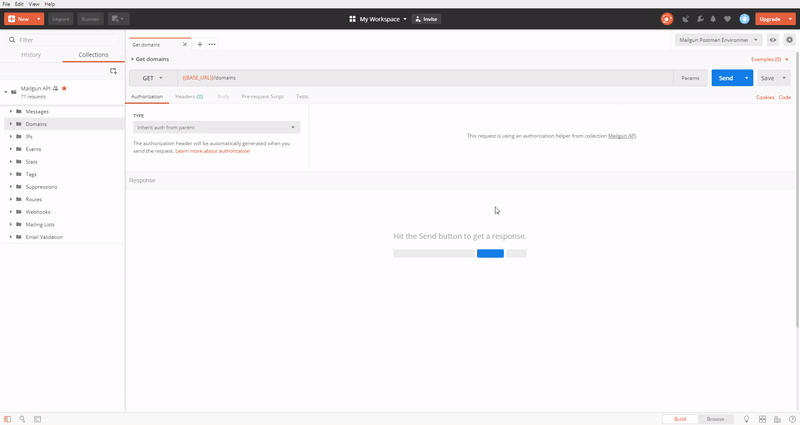 GIF showing how to paste API key in Postman